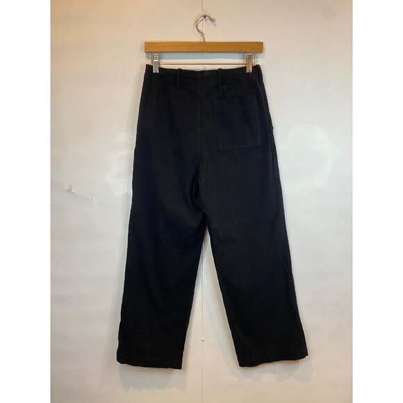 Monroe Women's Wide Leg Chino Pant Black Crop Ankle Length Size XS NWT $188 - Picture 5 of 10